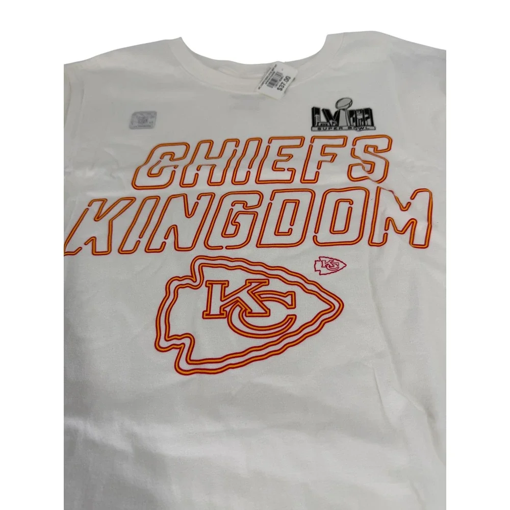Nike Super Bowl 58‎ T-Shirt Men's L White Kansas City Chiefs Kingdom Tee New